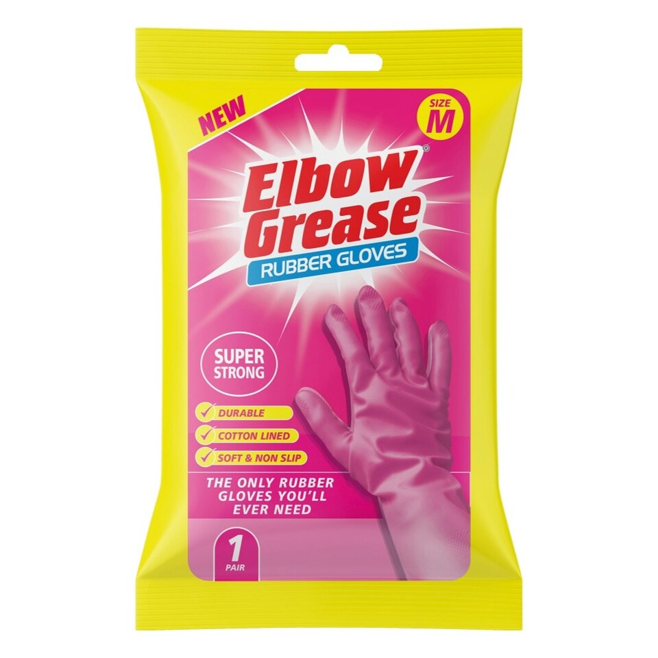 Single Pair Medium Size Pink Super Strong Rubber Gloves