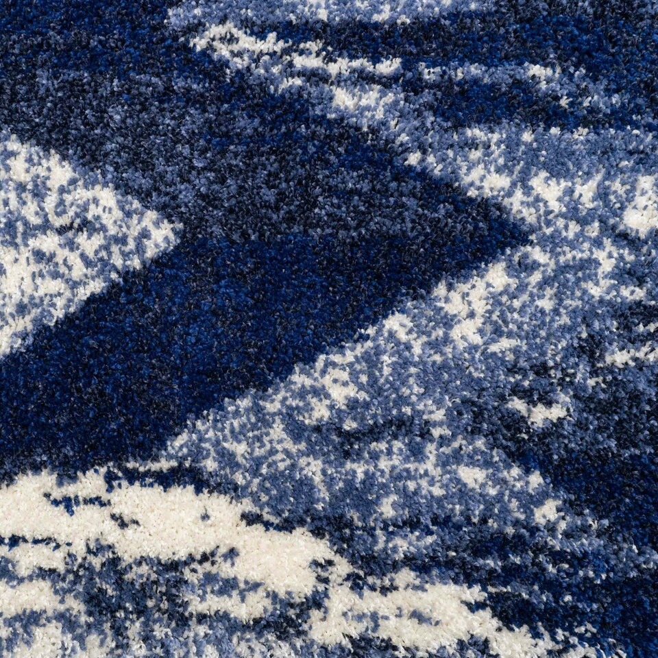 image 1 of KUKOON Blue Striped Chevron Mottled Shaggy Area Rug 160cm x 230cm