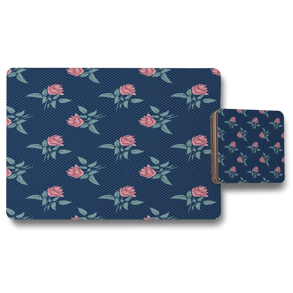 image 1 of Roses & Spots Print (Placemat & Coaster Set)