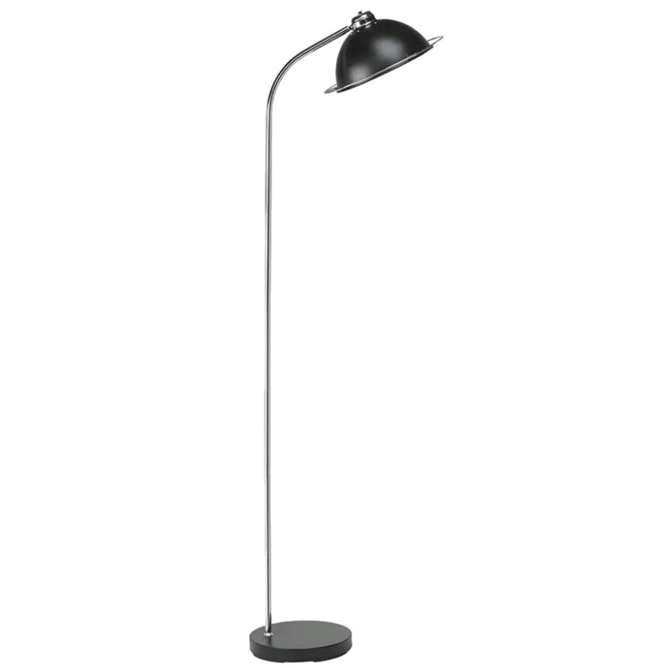 image 1 of Set of 2 Bauhaus - Black Dome Floor Lamp with Chrome Detail Black | Chrome