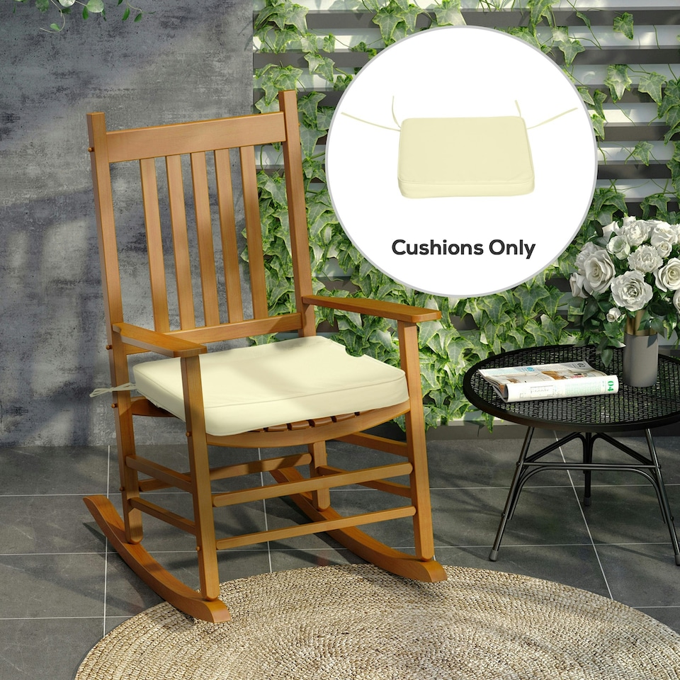 image 1 of Outsunny Set of 6 Chair Cushion Seat Pads Dining Chair w/ Straps | Black | Black | 6
