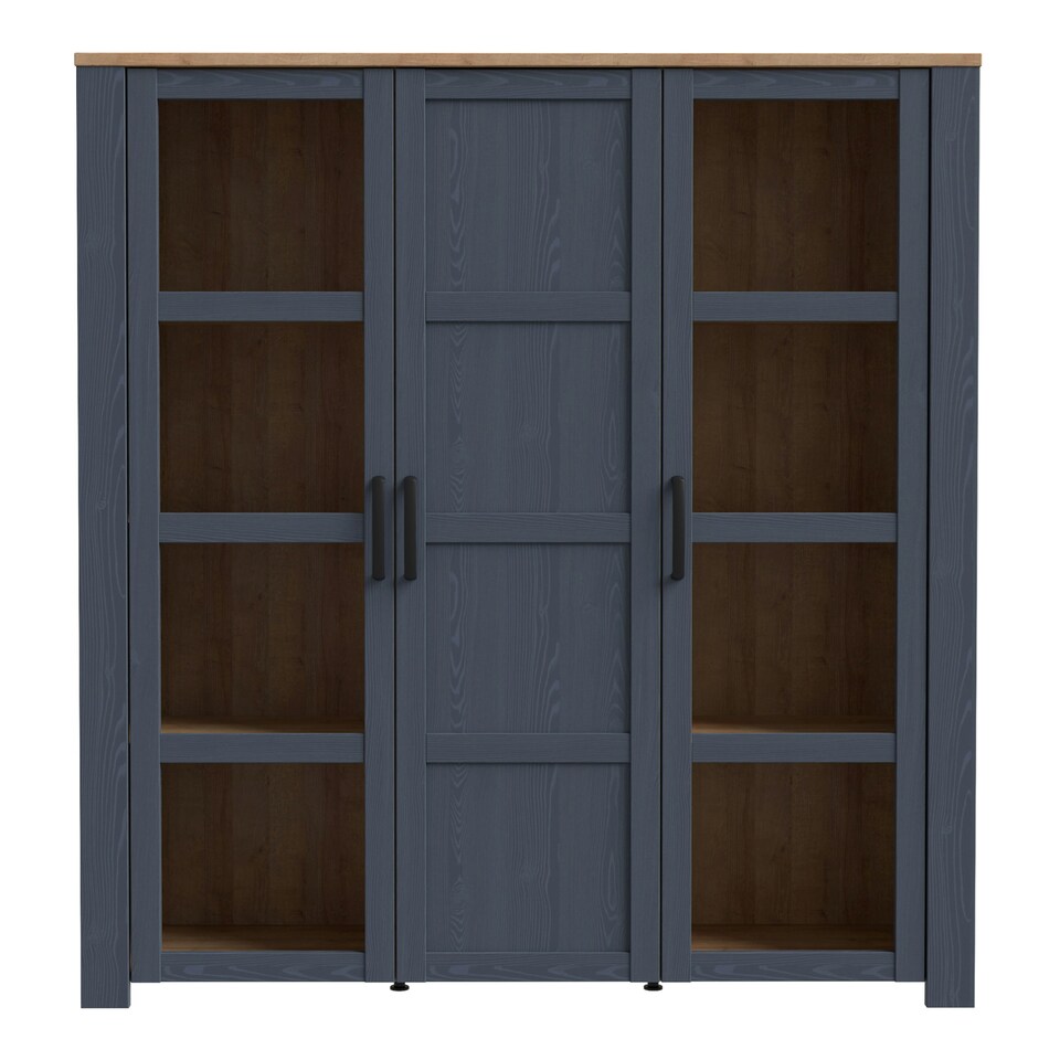 image 1 of Bohol Large Display Cabinet inc. 4x LED Lights in Riviera Oak/Navy