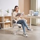 image 2 of HOMCOM Office Chair, Fabric Computer Desk Chair with High Back, Swivel Wheels, Armrest, Tilting Function, Height Adjustable for Home, Cream White | White