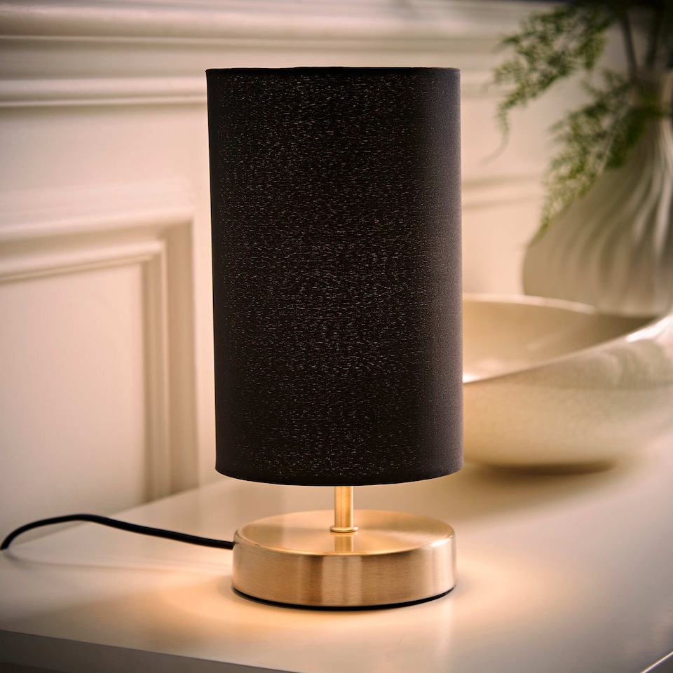 image 1 of ValueLights Francis Brushed Chrome Touch Table Lamps Black Shades | Silver | Black