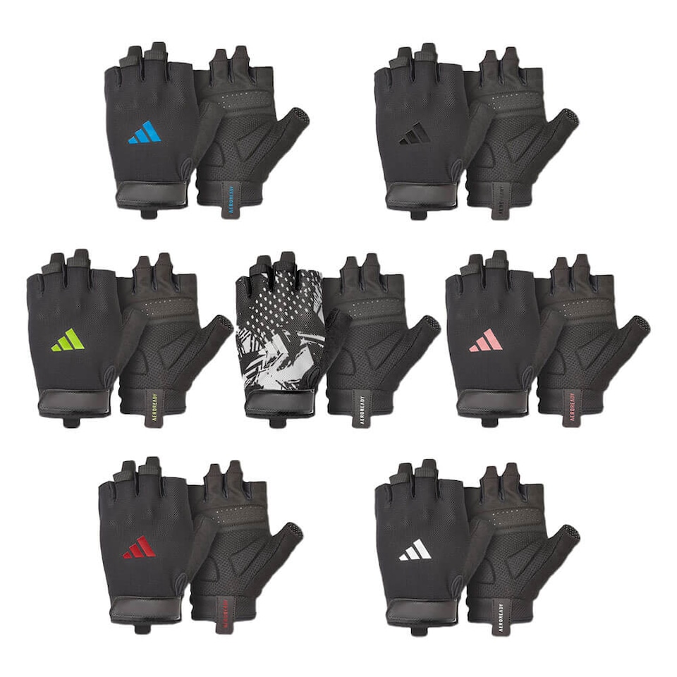 image 1 of Adidas Essential Training Gloves, Aeroready ventilated palm, padded suedette palm and secure hook-and-loop wrist. | Grey | Grey | M
