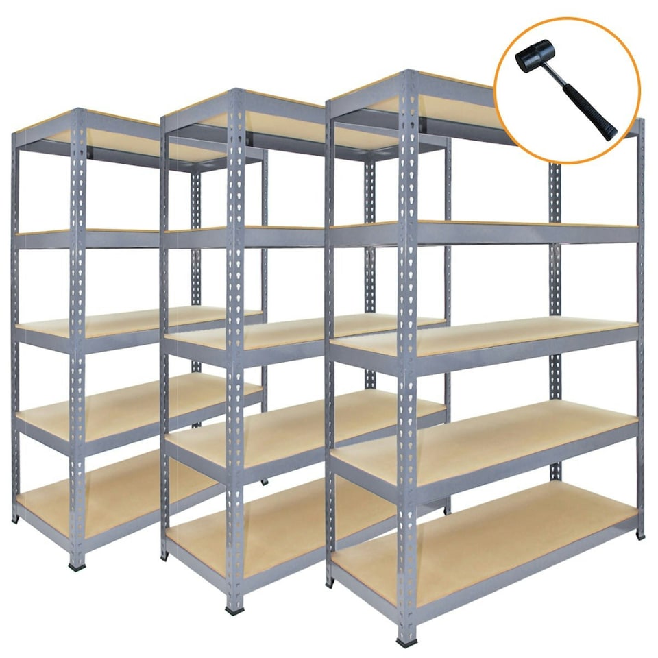 image 1 of 3 x Q-Rax Grey Metal Racking Units 90 x 50 x 180cm Blue
