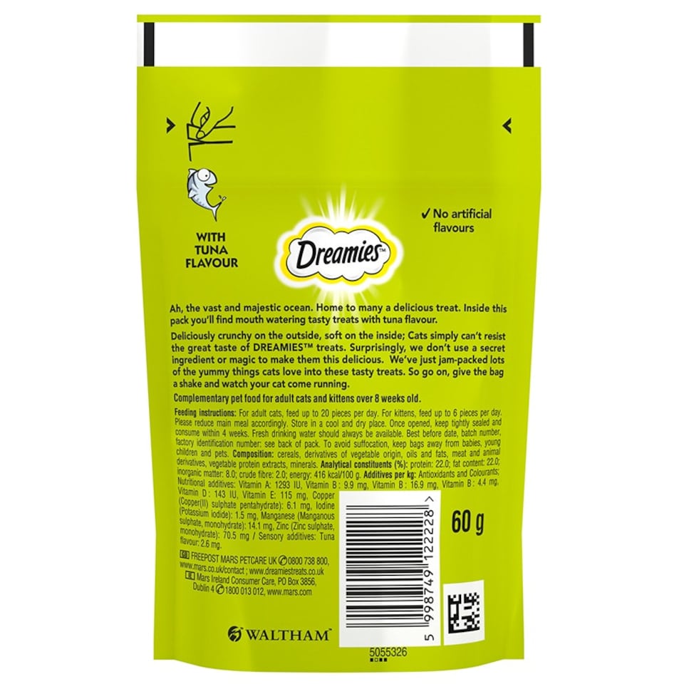 image 1 of Dreamies Cat Treats Tuna 8 x 60g