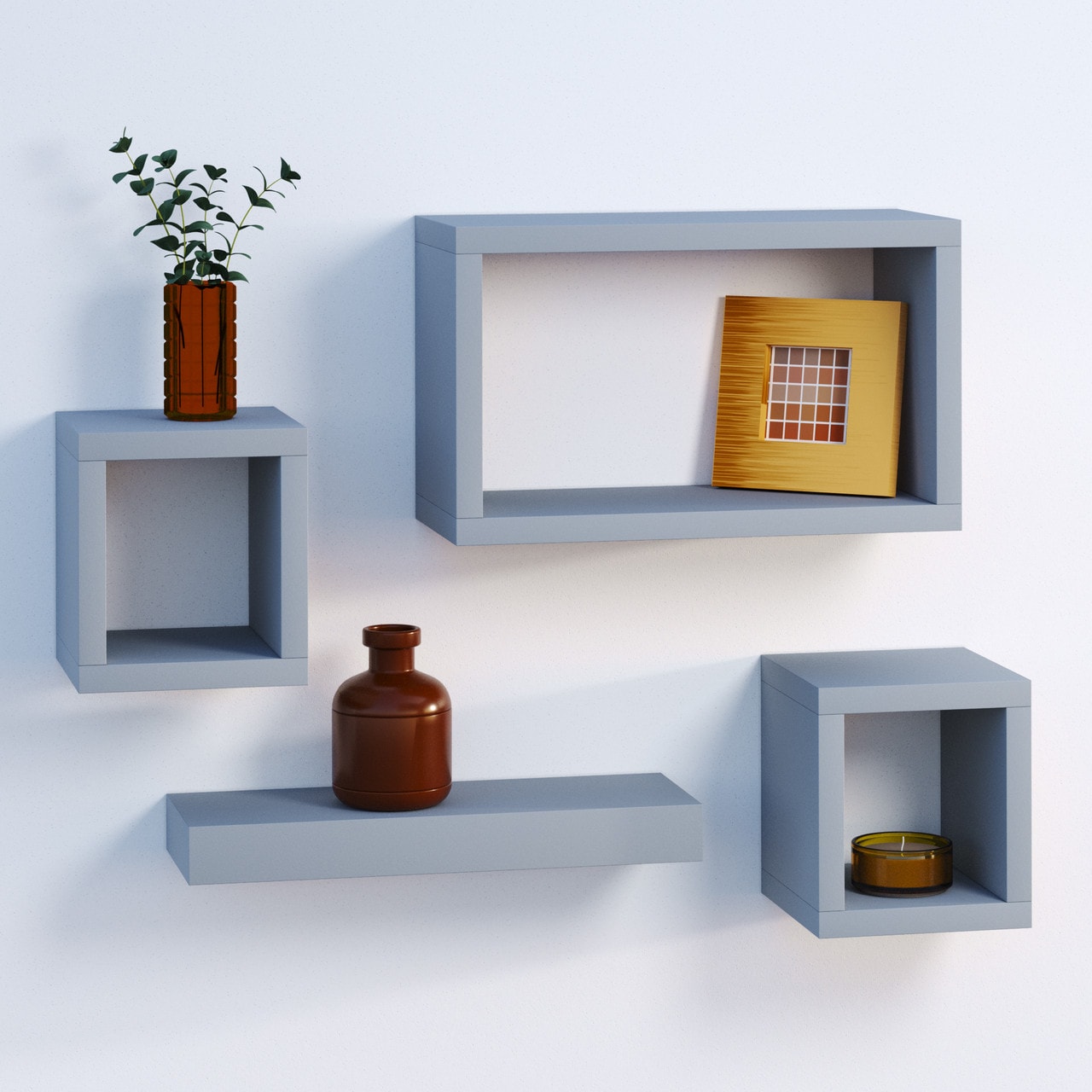 Set of 4 Floating Shelves Grey 4