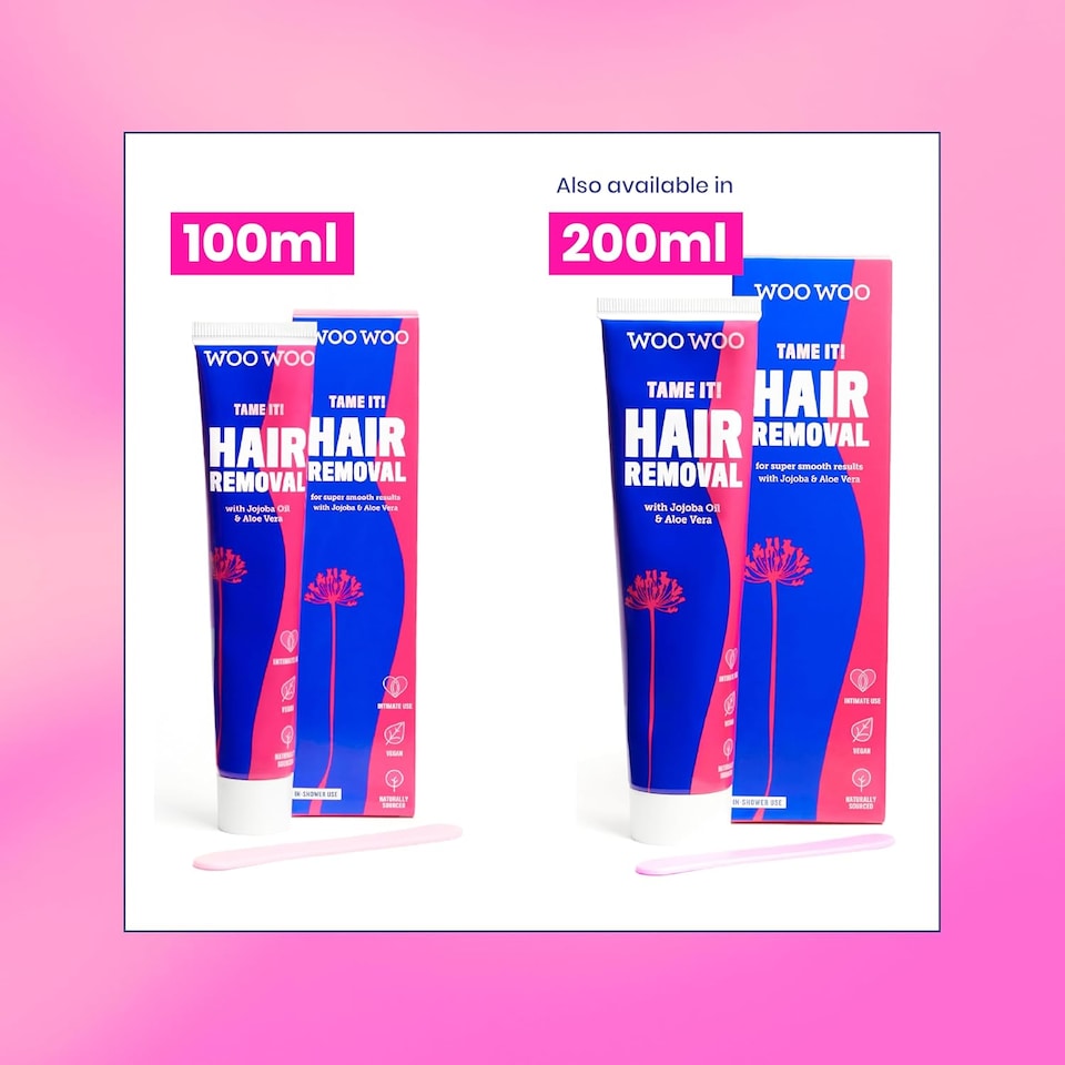 image 1 of WooWoo Tame It Natural Intimate Hair Removal Cream - Painless Vegan Hair Remover For Sensitive Skin - 200ml