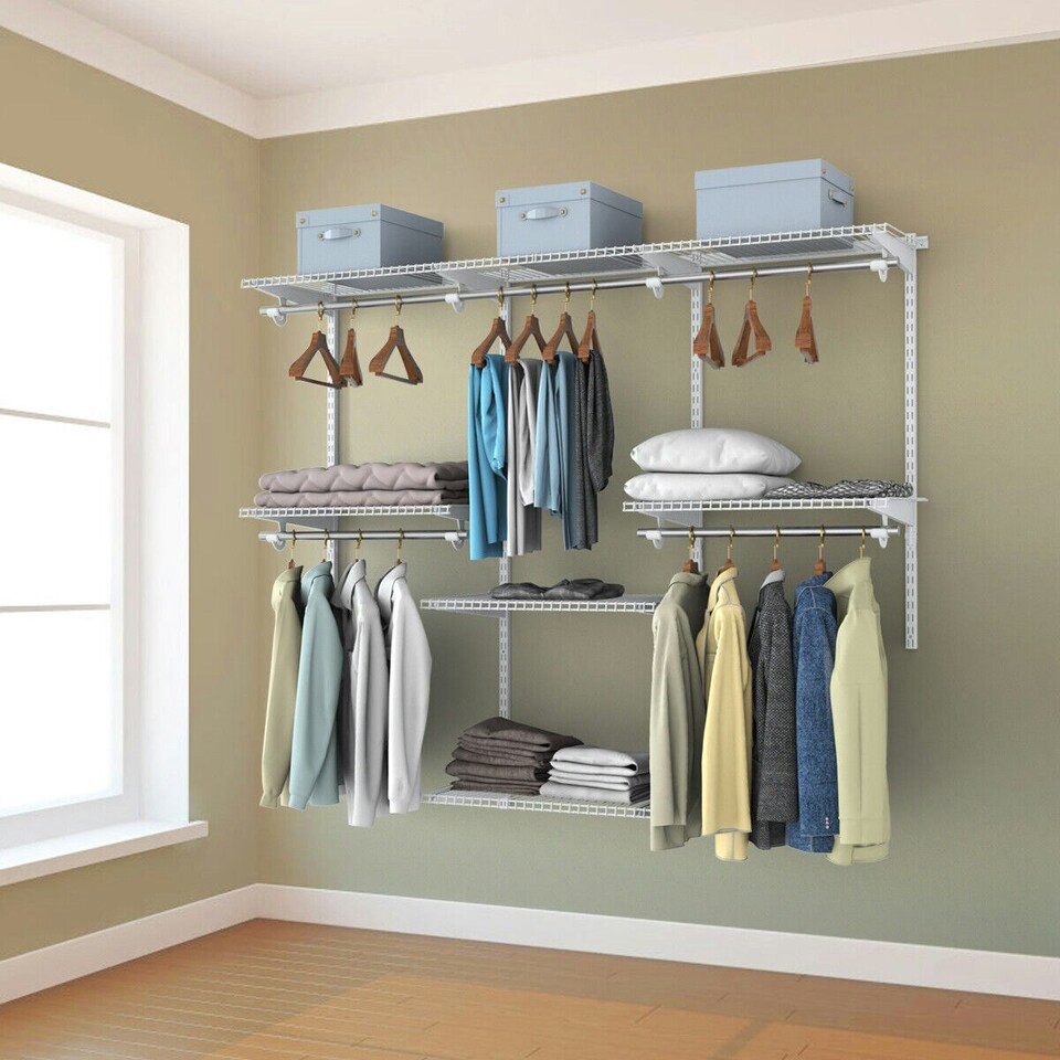 image 1 of COSTWAY Wall Mounted Closet System Organizer Rack Hanging Rod Silver | One Size