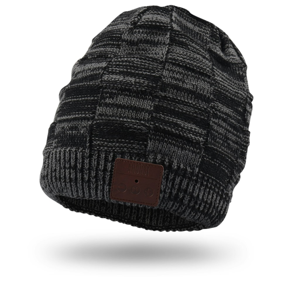 image 1 of Warm Beanie Hat with Bluetooth Wireless Headphones Integrated - Rechargeable with Built-In Microphone For Hands Free Calls - August EPA25 | Grey