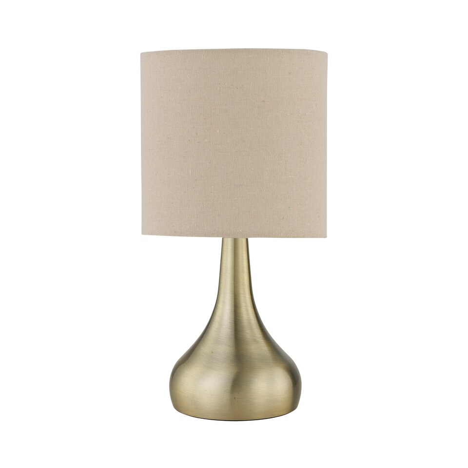 image 1 of Set of 2 Romana - Antique Brass Touch Table Lamp with Linen Shades