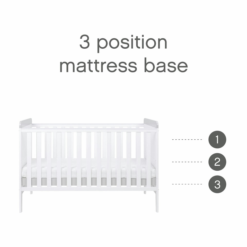 image 1 of Tutti Bambini Rio Cot Bed with Cot Top Changer & Mattress - White/Dove Grey