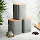 image 4 of Cooks Professional 3-Piece Square Tea Coffee Sugar Kitchen Storage Bins with Bamboo Lids | Grey | Grey | 3