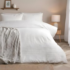 OHS Embossed Bedding Set Textured Duvet Cover with Pillowcase | White | King