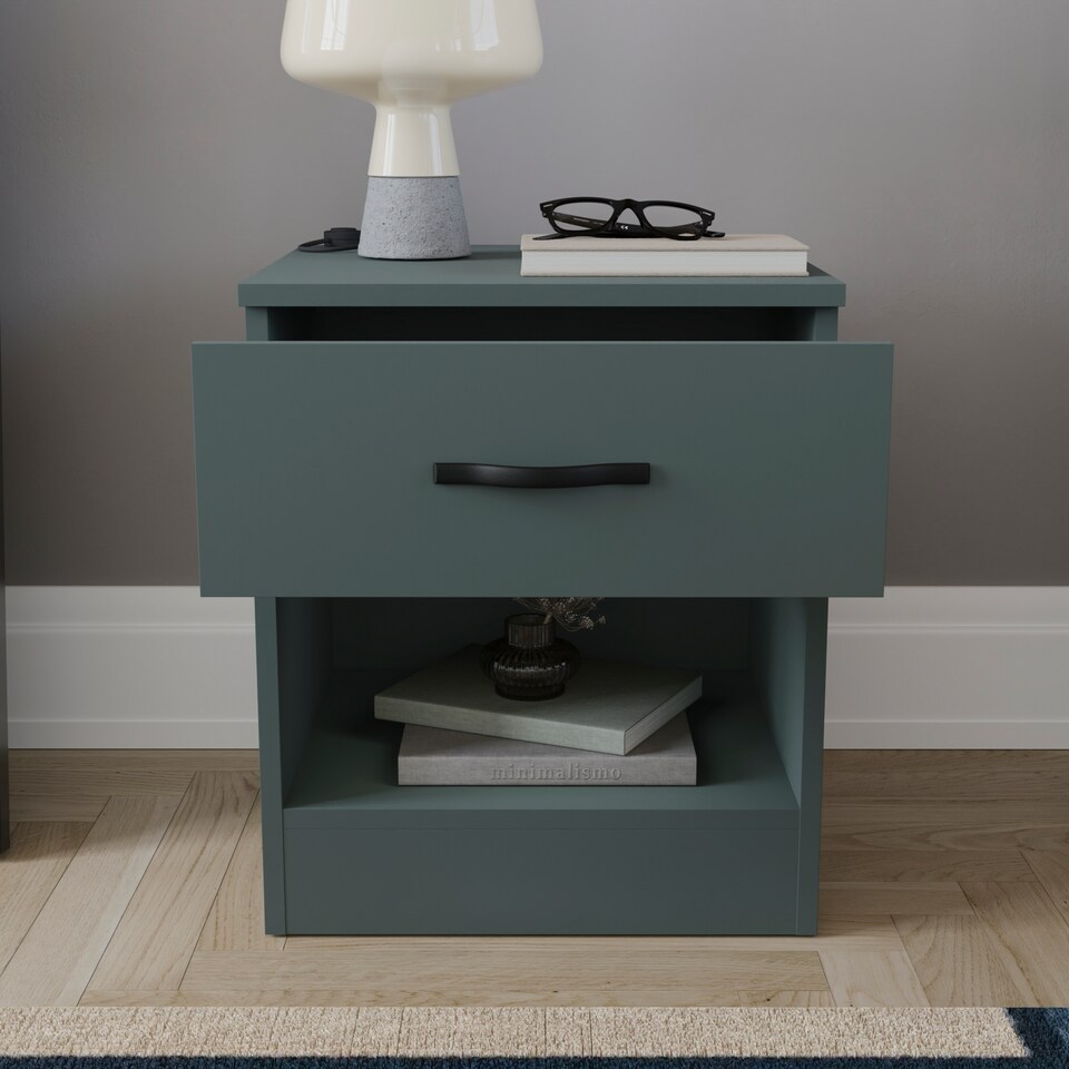 image 1 of Vida Designs Riano 1 Drawer Bedside Chest, Green