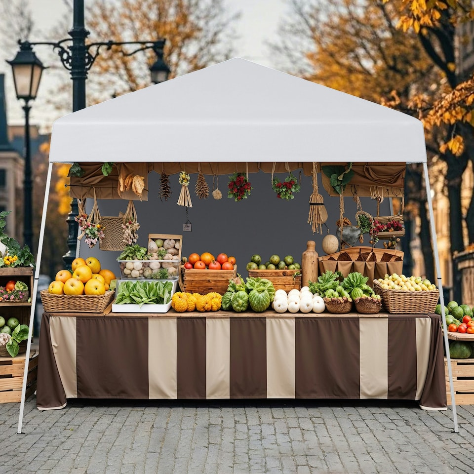 image 1 of COSTWAY 3m x 3m Pop up Canopy Tent Garden Gazebo White