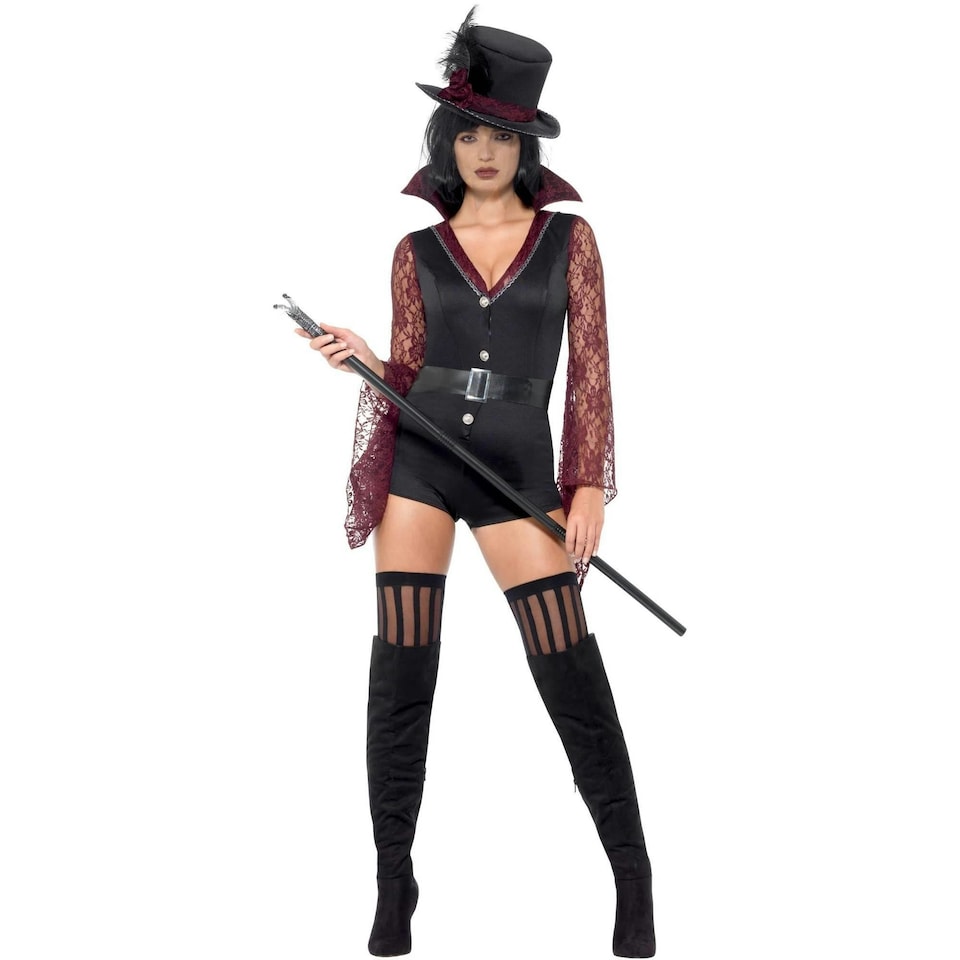 image 1 of Fever Womens/Ladies Vampire Costume Set - Black/Burgundy - M M