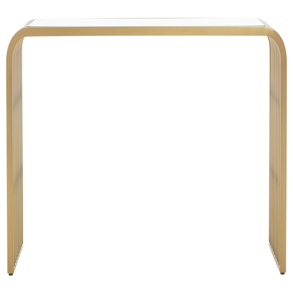 image 1 of Vogue Matte Gold Slatted Console Table Gold