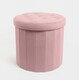 image 4 of OHS Matte Velvet Soft Round Foldable Footstool Seat Storage Organiser Ottoman | Pink | Blush Pink