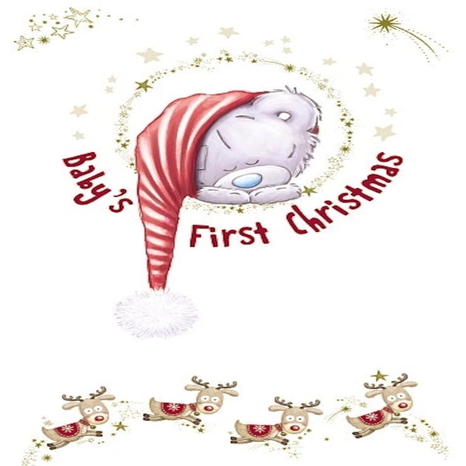 image 1 of Tatty Teddy In Night Cap Design Baby's First Christmas Card