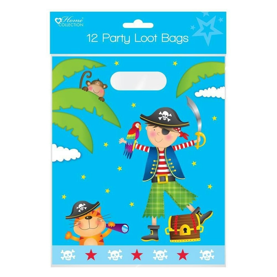 image 1 of Pack of 12 Pirates Party Large Loot Bags