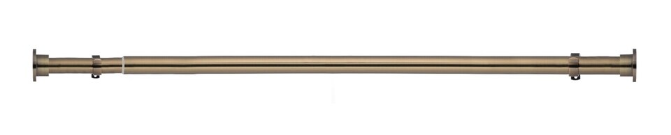 image 1 of Lister Cartwright 28mm Antique Brass Extendable Metal Curtain Pole Set Rings with Disc Stopper Finial (70- 120 cm)