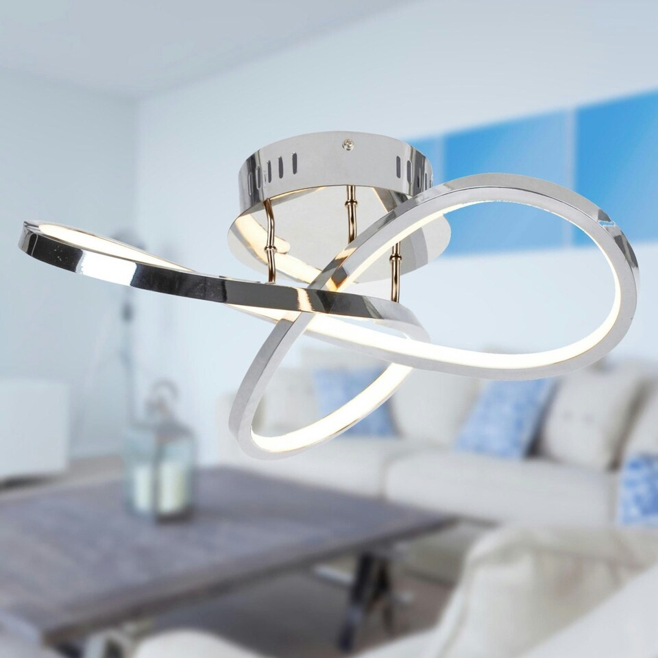 image 1 of First Choice Lighting Set of 2 Polished Chrome LED Loop Flush Fittings Chrome