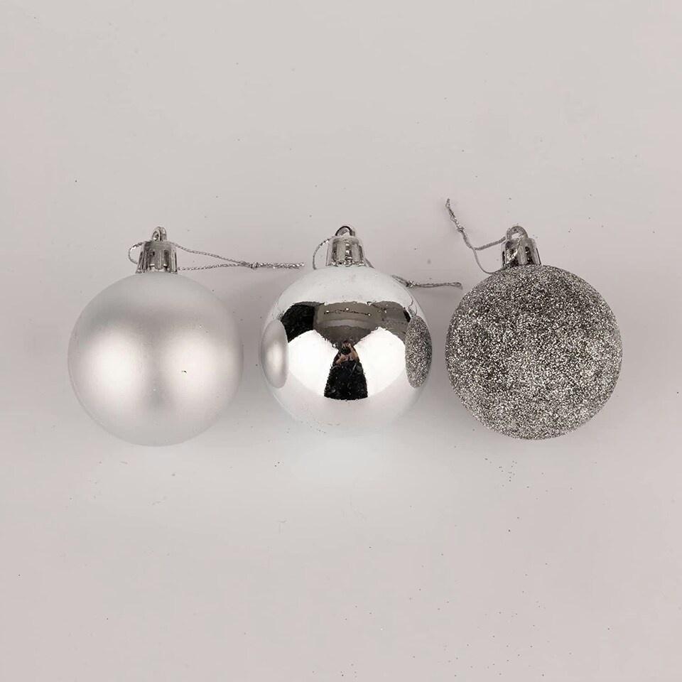 image 1 of Silver Baubles 5CM 18PCS Sets