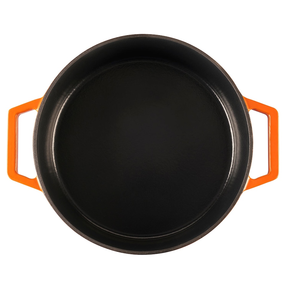 image 1 of Cooks Professional Set of 3 Cast Iron Casserole Dishes 20, 26 & 28cm | Orange | Orange