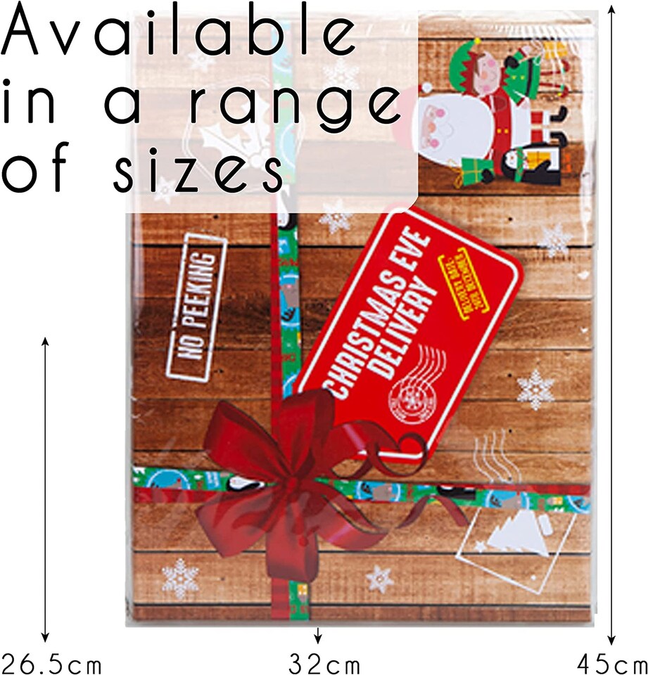image 1 of VFM e-Store Wooden Christmas Eve Favour Box - Brown with Red Accents