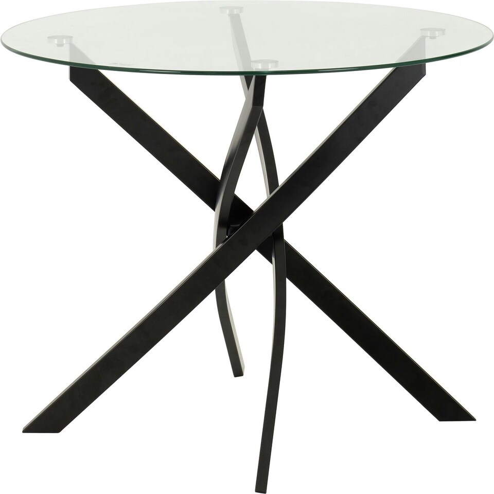 image 1 of Sheldon Round Glass Dining Set with 4 Chairs Grey | Grey Boucle