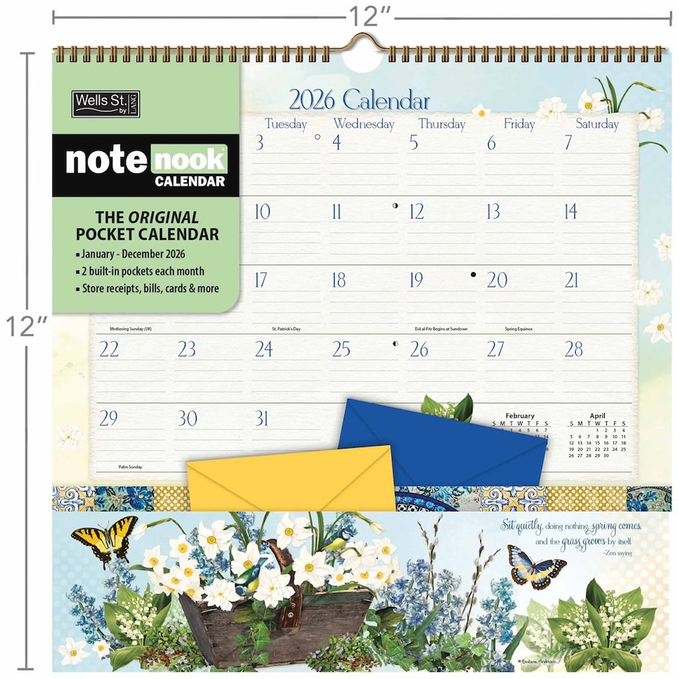 image 1 of Botanical Garden Note Nook Calendar 2026, Wall Calendars, Month To View, Lifestyle, Gift