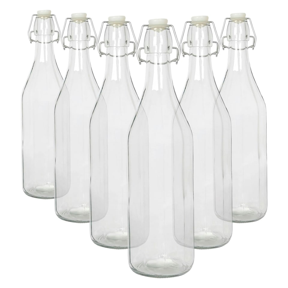 image 1 of Argon Tableware Glass Bottles with Swing Top - 1.1 Litre - Pack of 6 Clear | 1L