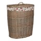 image 1 of Antique Wash Garden Rose Cotton Lined Oval Willow Laundry Basket