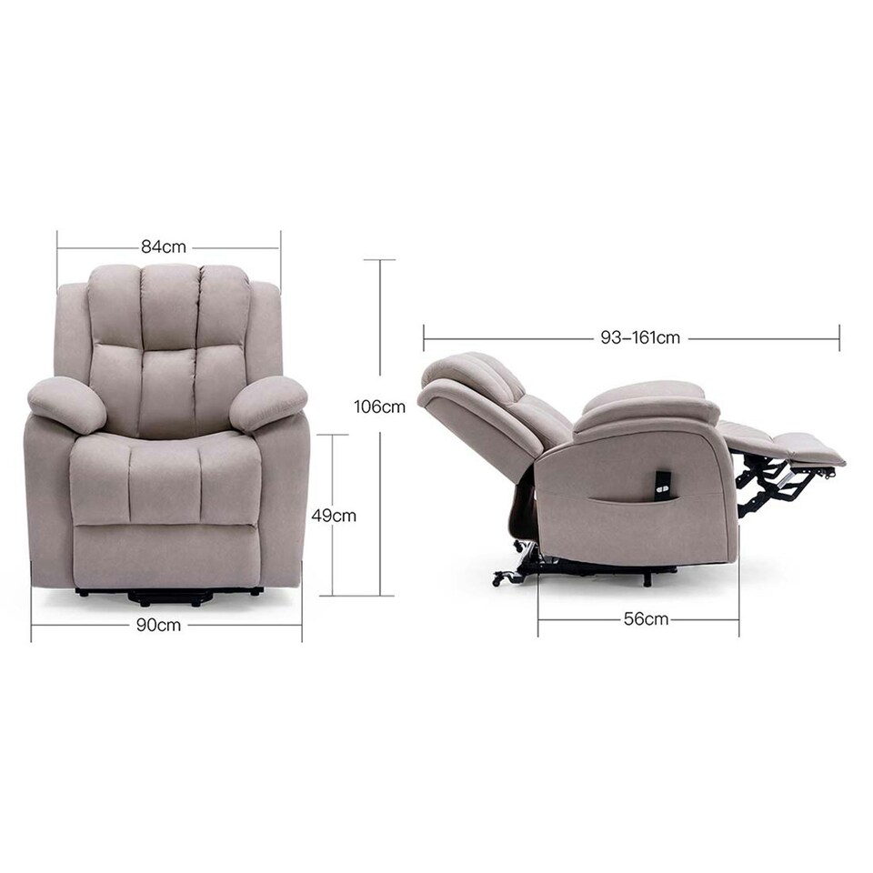 image 1 of Brookline Electric Technology Fabric Single Motor Rise Recliner Chair (Pumice)