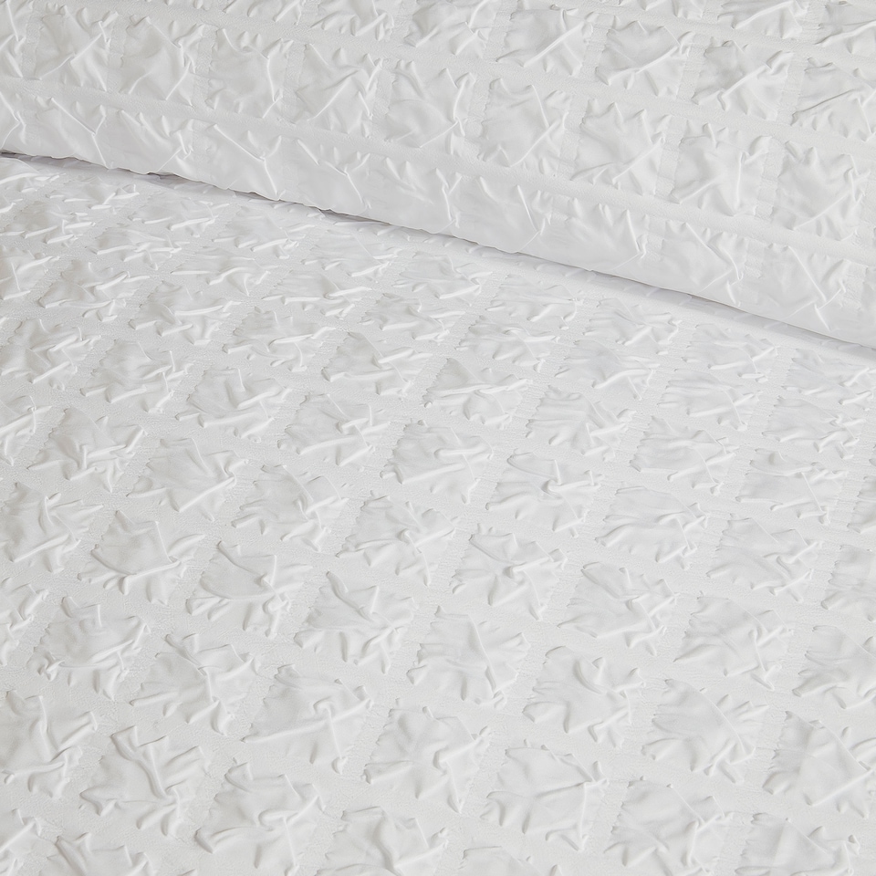 image 1 of Serene Embossed Grid Duvet Cover Set White