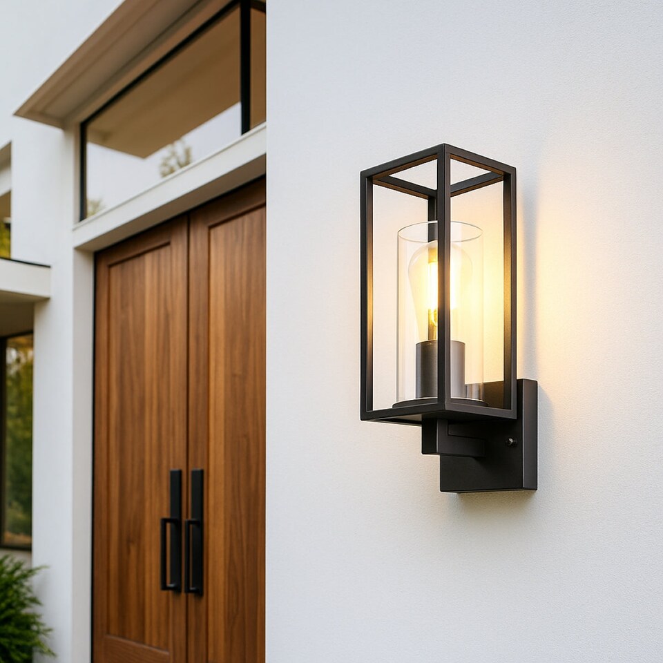 image 1 of CGC CHLOE Up Black E27 Outdoor Wall Lantern Light Clear Diffuser IP54