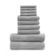image 1 of VELVETIO 10 Piece Towel Bale Set Toronto Stripe Pattern - 100% Cotton, 450 GSM Silver