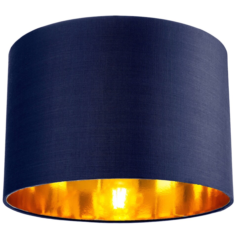 image 1 of Contemporary Blue Cotton 14 Table/Pendant Lamp Shade with Shiny Copper Inner | Blue