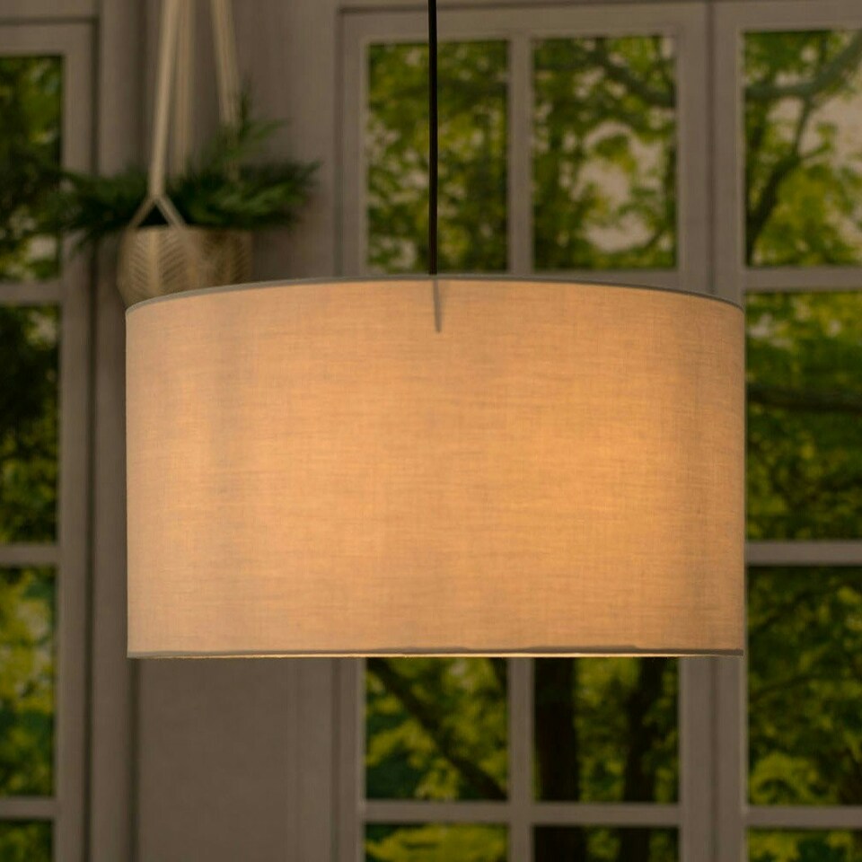 image 1 of ValueLights Reni Large Grey Fabric Pendant Shade