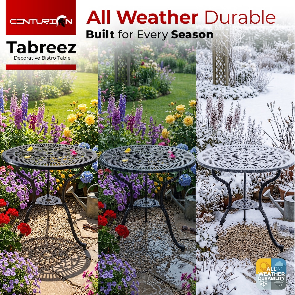 image 1 of Centurion Supports TABREEZ Garden and Patio Black Cast Aluminium Bistro Table | Black | Black