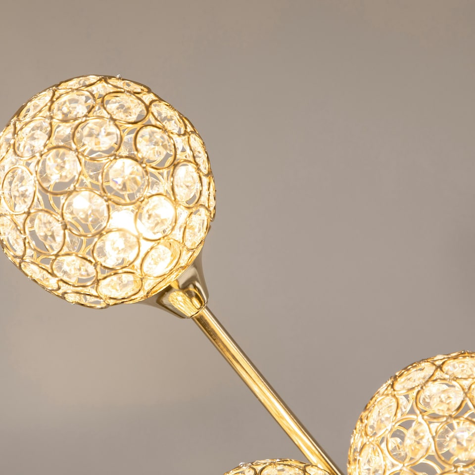 image 1 of HOMCOM Modern Floor Lamp w/ K9 Crystal Shade, 5 Light, for Living Room, Gold