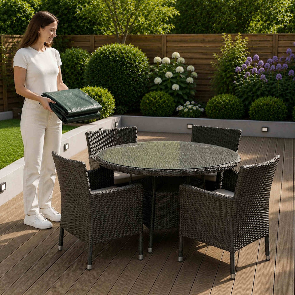 image 1 of Waterproof Garden Patio Furniture Round Table And Chair Cover | Green