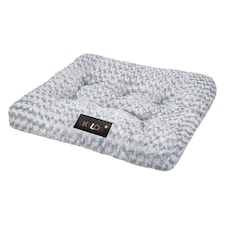 SKYLOS Dog Bed Plush Soft Rose Velvet Non-Slip Pet Crate Keneel Mat | Grey | L | L