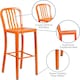 image 4 of Gael Slat Back Commercial Bar Stool Orange - Set of 2 - Modern Galvanised steel Orange