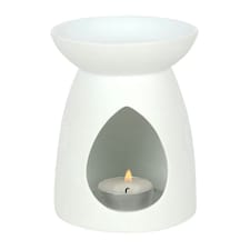 Something Different Ceramic Buddha Head Oil Burner - White - 12.5cm x 9.5cm x 9.5cm