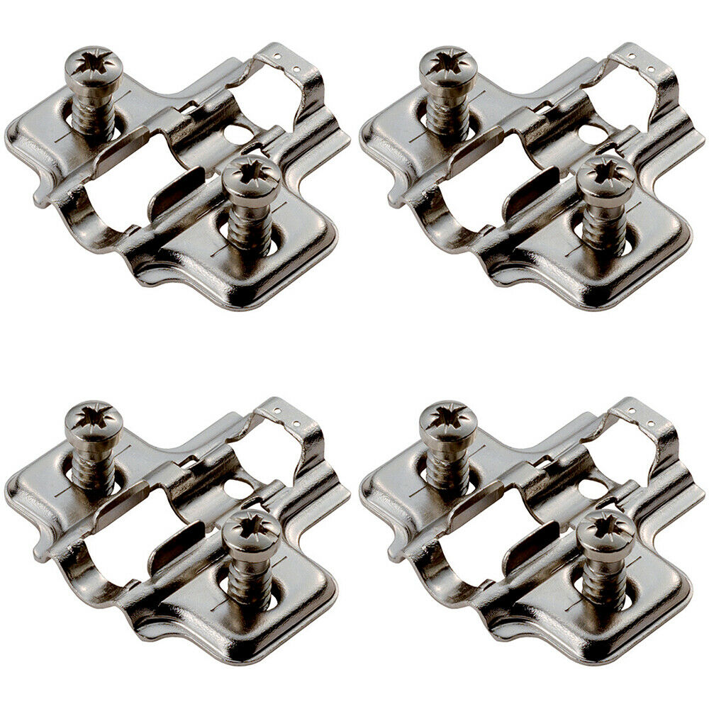 Loops 4x Mounting Plate for Soft Close Hinges with Euro Screw Bright Zinc Plated