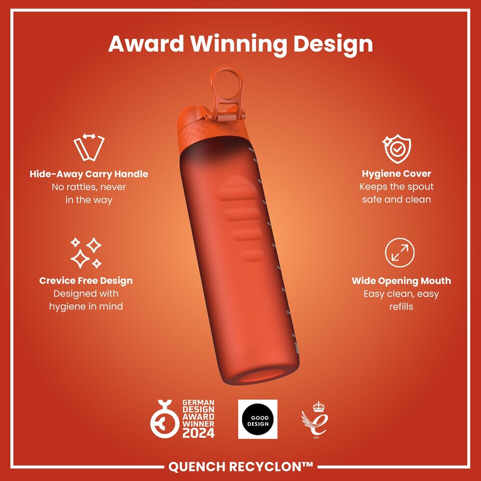 image 1 of Leak Proof 1 Litre Water Bottle, BPA Free, 1000ml (32oz) | Orange | Hearty Orange | 1L