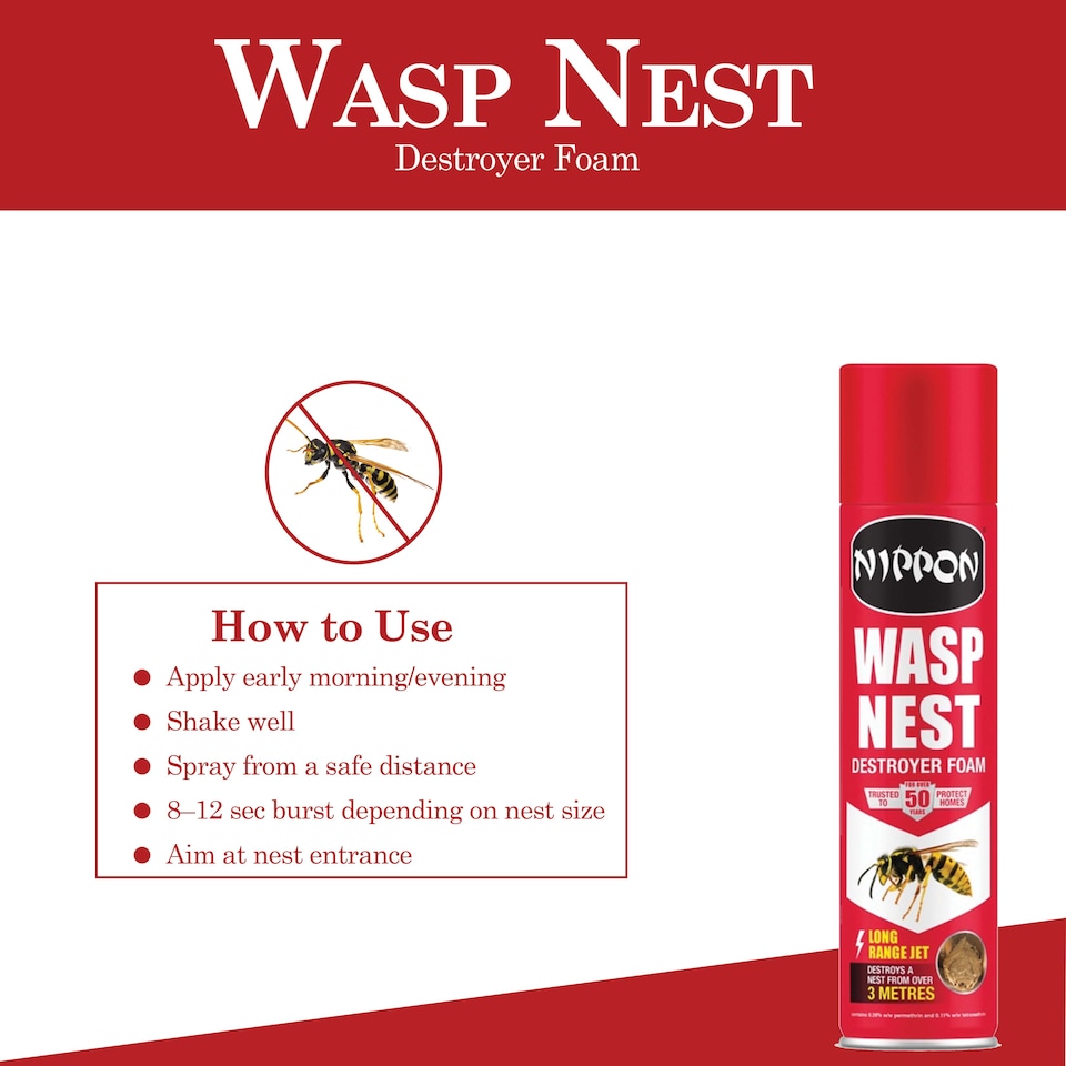 image 1 of Nippon Ant Killer Powder 500g and Wasp Nest Destroyer Foam 300ml Fast Acting Indoor and Outdoor Insect Control